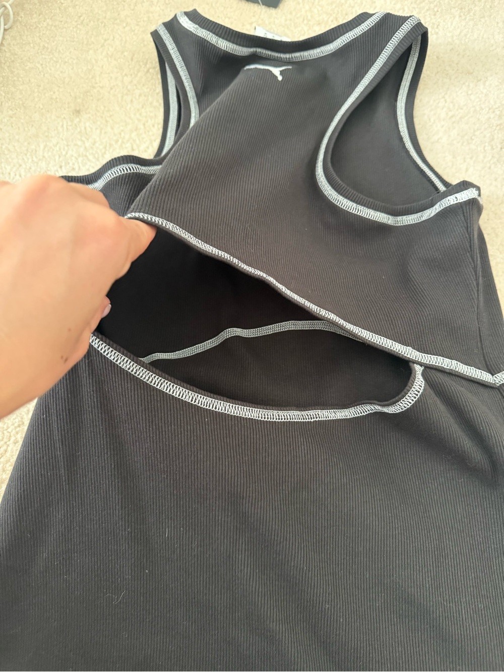 Puma Black Ribbed Motorsport Tank Mini Dress with Gray Trim - Picture 2 of 2